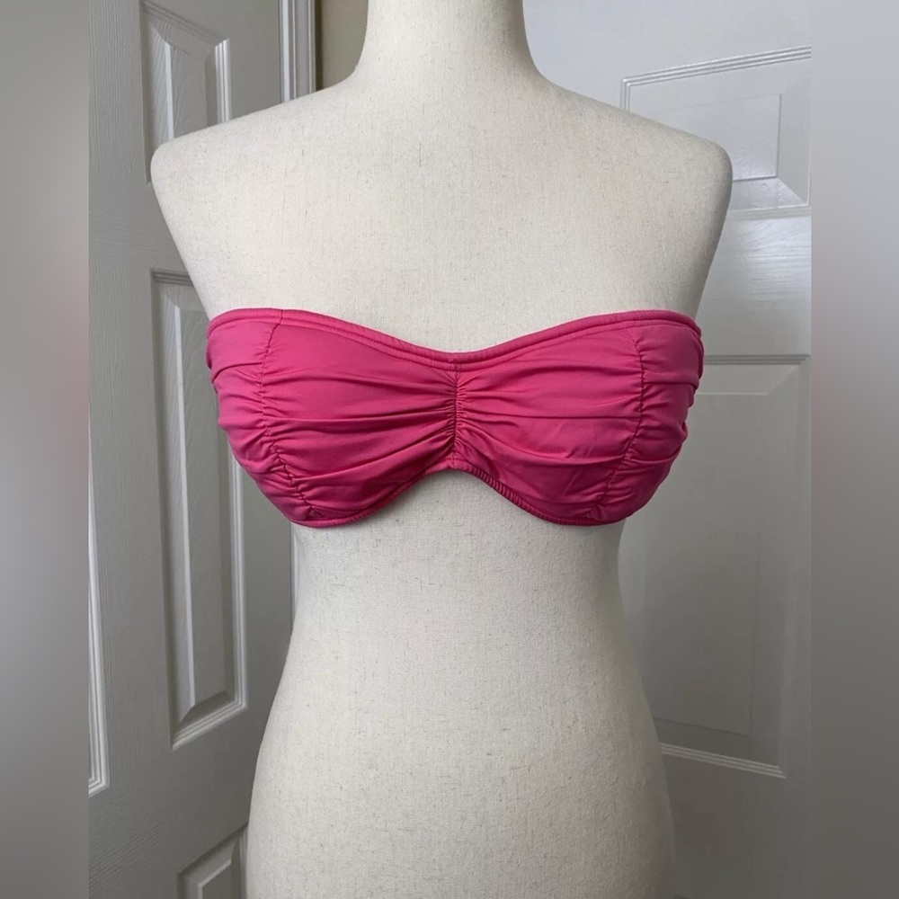 Tommy Bahama Womens Bandeau Bikini Top Halter Size Medium Pink Padded